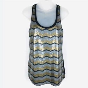 Express SMALL Sequin Tank Black Gold Holiday New Year’s black Gold